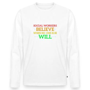 Travailleur social travailleur social travailleur social - T-shirt manches longues Premium bio Homme - blanc - Devant - Nico (187cm)