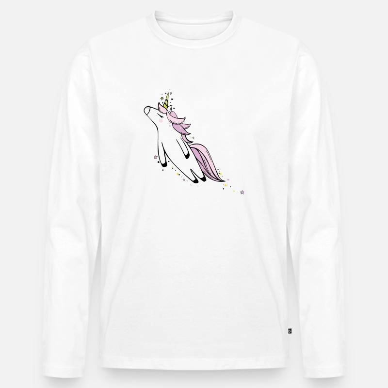 Fliegendes Einhorn - Männer Premium Bio Langarmshirt - Weiß