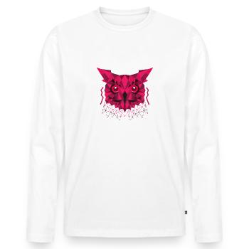 Hibou - tête de hibou - cryptique - animal - T-shirt manches longues Premium bio Homme - blanc - Devant - Nico (187cm)