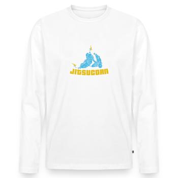 JIU-JITSU GIFT: Jitsucorn - Men's Premium Organic Long Sleeve Shirt - white - Front - Nico (187cm)