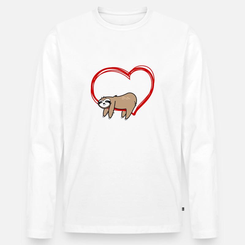 Faultier Herz Geschenk - Männer Premium Bio Langarmshirt - undefined
