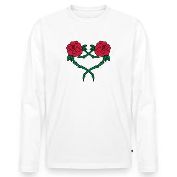 Rose Flower Heart 2 3c - Men's Premium Organic Long Sleeve Shirt - white - Front - Nico (187cm)