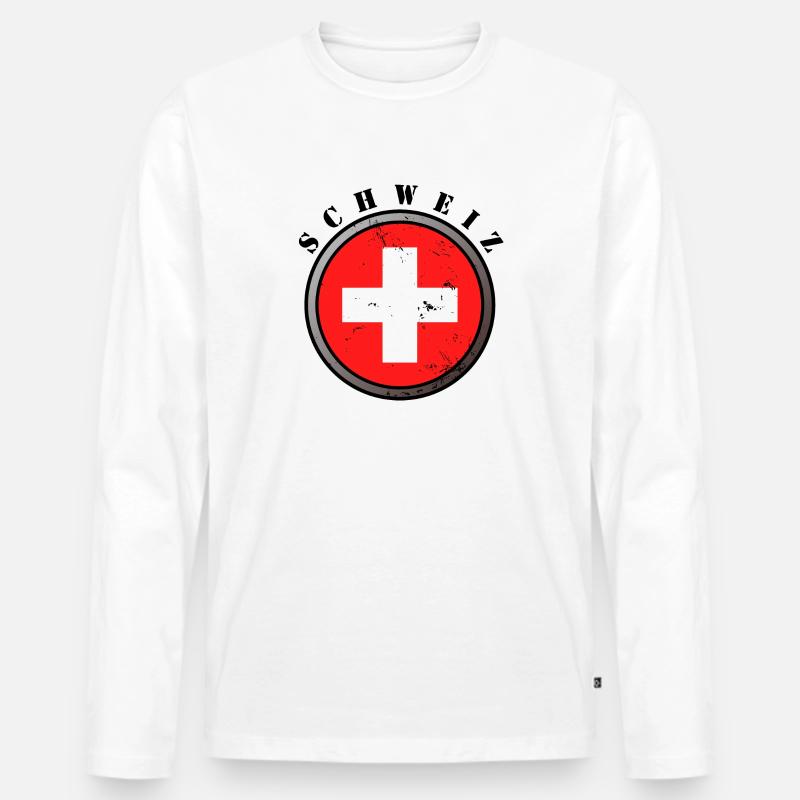 Schweiz Logo - Männer Premium Bio Langarmshirt - Weiß
