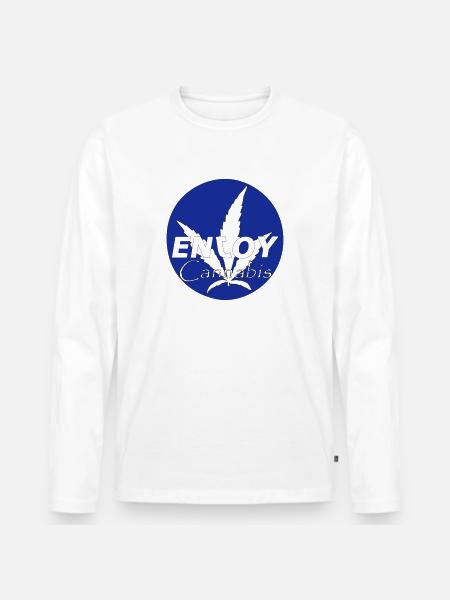 ENJOY CANNABIS - Men's Premium Organic Long Sleeve Shirt - white