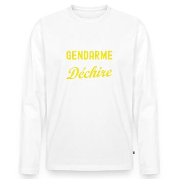 je suis un gendarme qui déchire / humour gendarme - T-shirt manches longues Premium bio Homme - blanc - Devant - Nico (187cm)