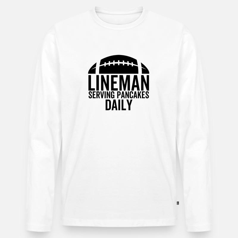 Lineman serviert täglich Pfannkuchen - Männer Premium Bio Langarmshirt - Weiß