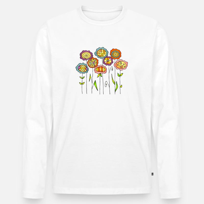 Blumen - Männer Premium Bio Langarmshirt - Weiß