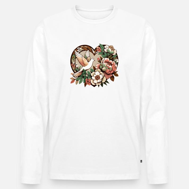 Friedenstaube - Männer Premium Bio Langarmshirt - Weiß