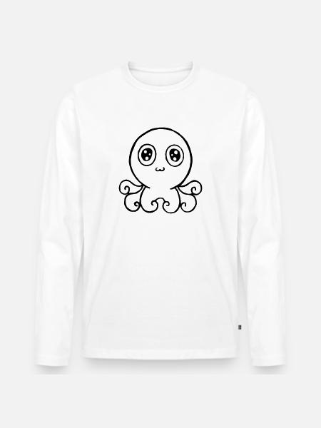 pieuvre heureuse - T-shirt manches longues Premium bio Homme - blanc