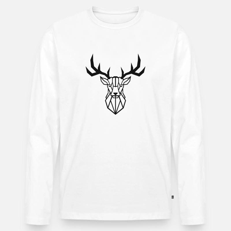 Minimalistic - Deer / Hirsch - Männer Premium Bio Langarmshirt - Weiß