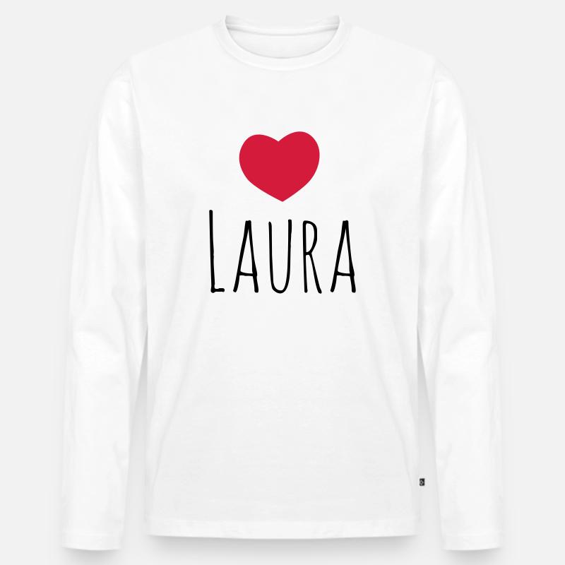 Herz Laura Geschenk - Männer Premium Bio Langarmshirt - Weiß
