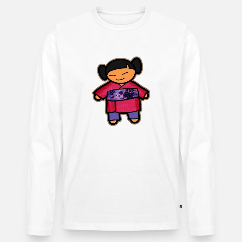 Chibi - Männer Premium Bio Langarmshirt - Weiß