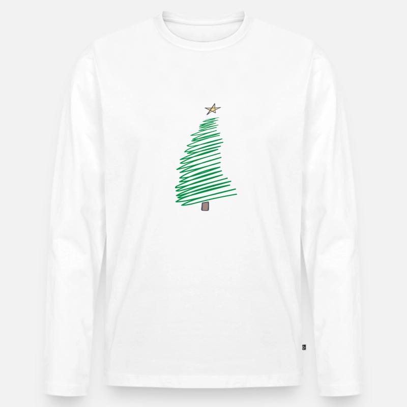 Weihnachtsbaum - Männer Premium Bio Langarmshirt - Weiß