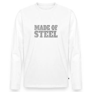 Made Of Steel - Men's Premium Organic Long Sleeve Shirt - white - Front - Nico (187cm)