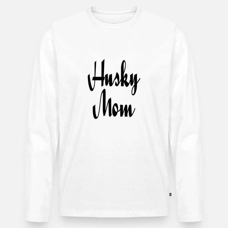HUSKY MOM - Männer Premium Bio Langarmshirt - Weiß