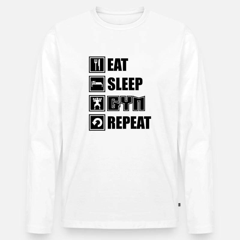 Fitnessstudio - Männer Premium Bio Langarmshirt - Weiß