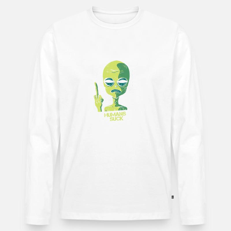 Humans Suck! - Männer Premium Bio Langarmshirt - Weiß