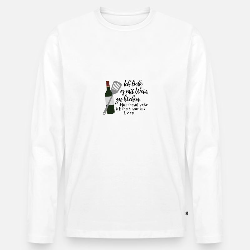 Wein Kochen Essen - Männer Premium Bio Langarmshirt - Weiß