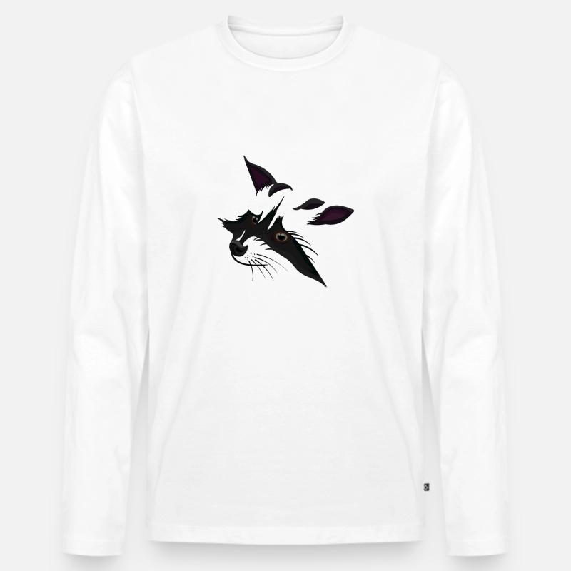 Waschbär - Männer Premium Bio Langarmshirt - Weiß