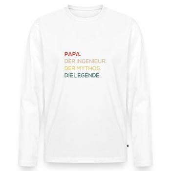 Vaterschaft Ingenieur Papa Mythos Legende Papaw - Männer Premium Bio Langarmshirt - Weiß - Vorne - Nico (187cm)