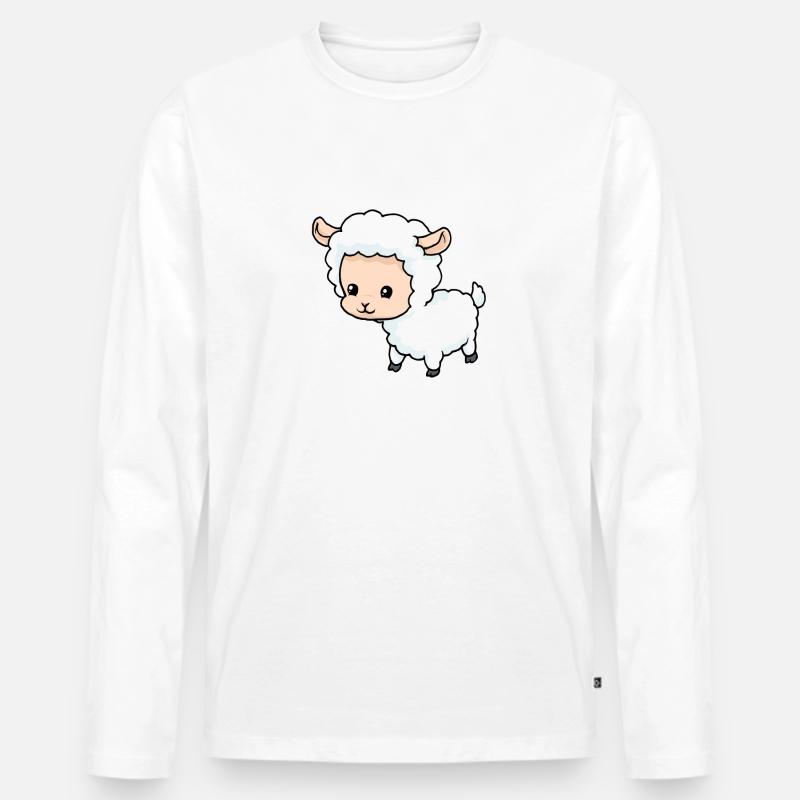 Kleines Schaf - Männer Premium Bio Langarmshirt - Weiß