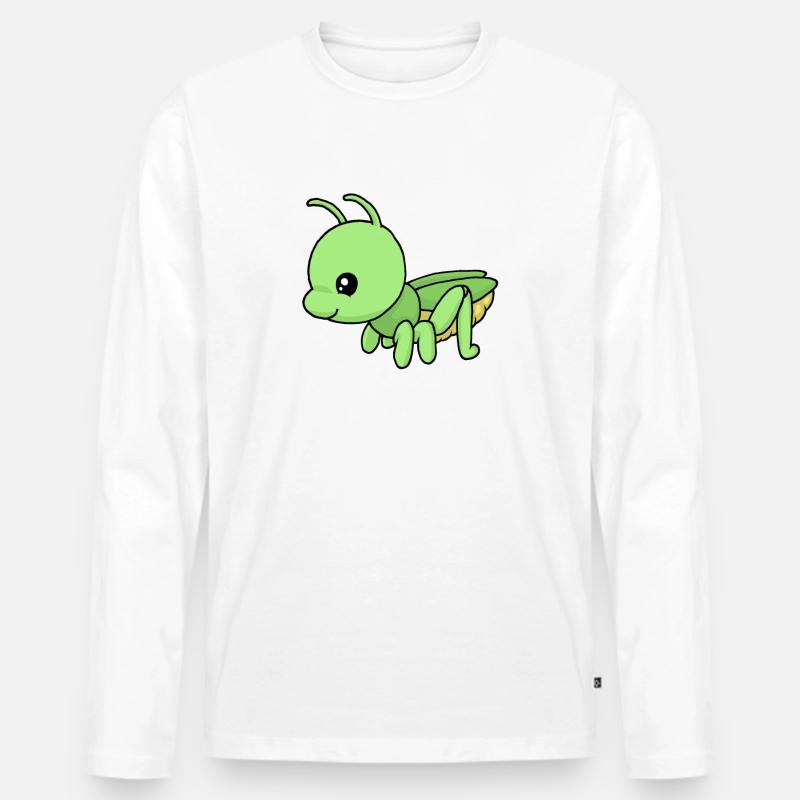 Kleiner Grashüpfer - Männer Premium Bio Langarmshirt - Weiß