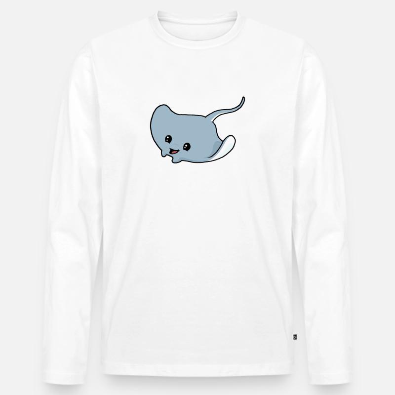 Kleiner Rochen - Männer Premium Bio Langarmshirt - Weiß