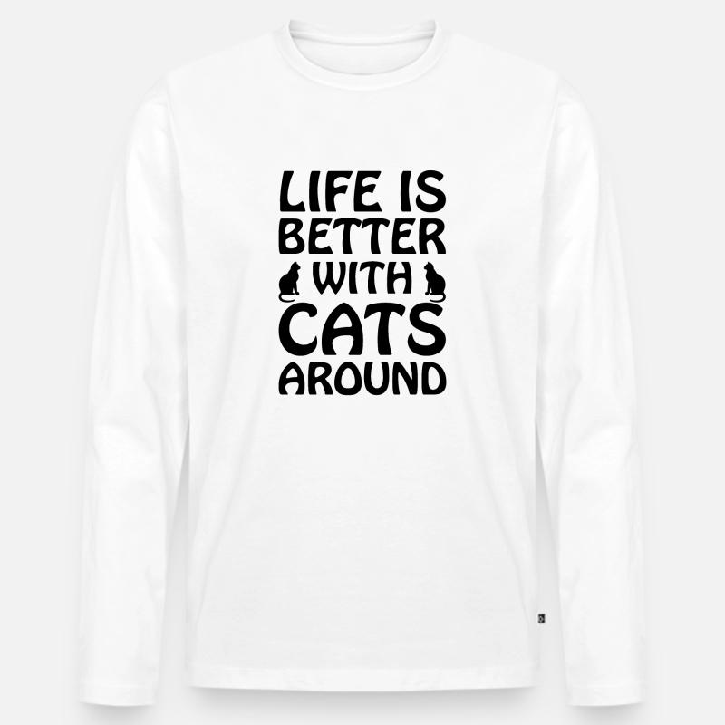 Katze - Männer Premium Bio Langarmshirt - Weiß