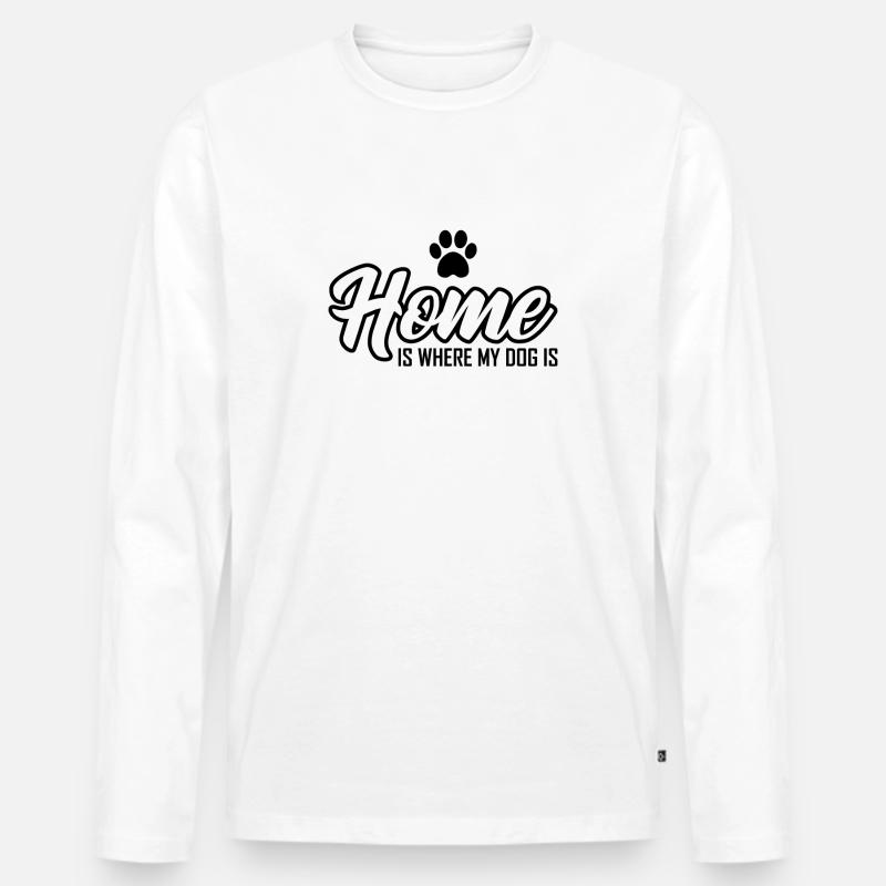 Hund - Männer Premium Bio Langarmshirt - Weiß