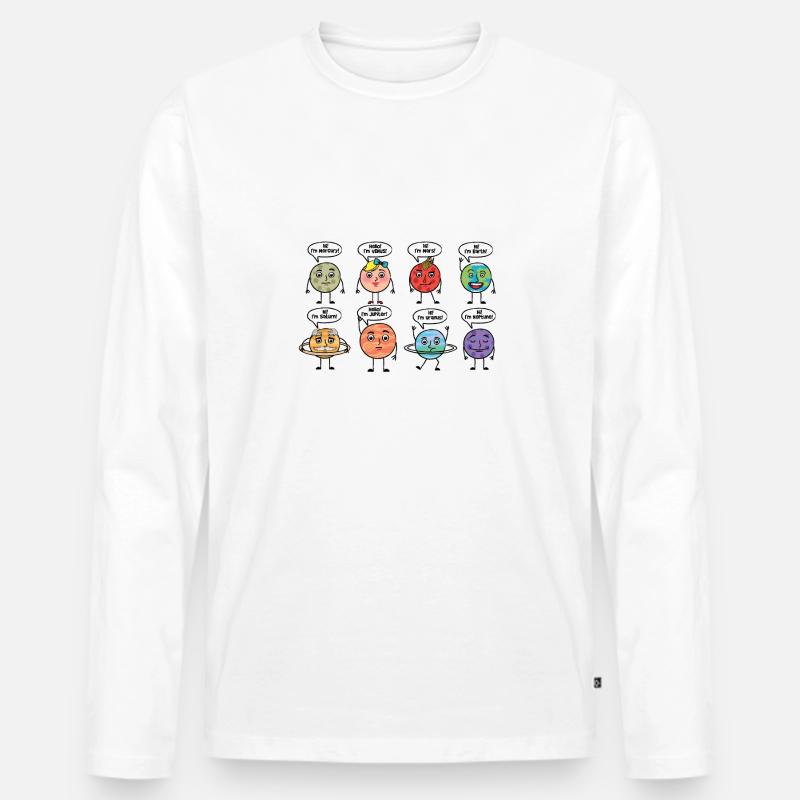 Planeten Weltraum Comic Sonnensystem - Männer Premium Bio Langarmshirt - Weiß