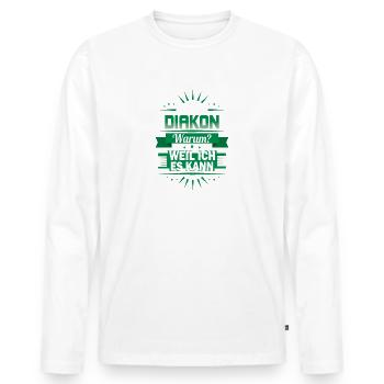 Ich bin Diakon - Warum? Weil ich es kann - Männer Premium Bio Langarmshirt - Weiß - Vorne - Nico (187cm)