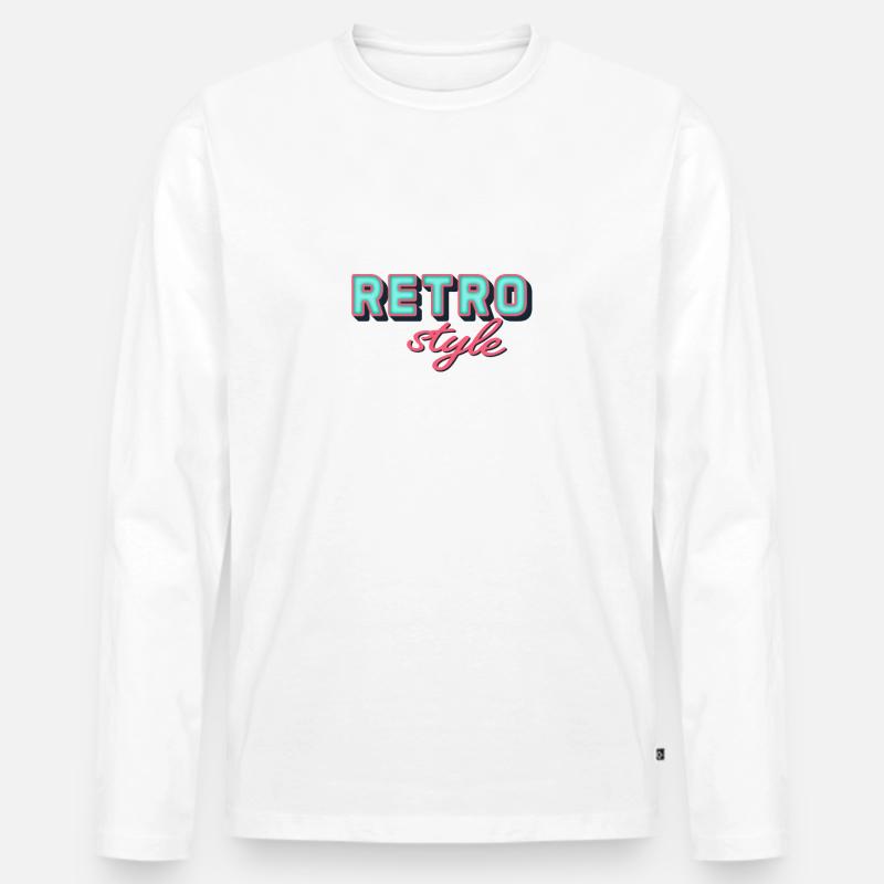 Retro - Männer Premium Bio Langarmshirt - Weiß