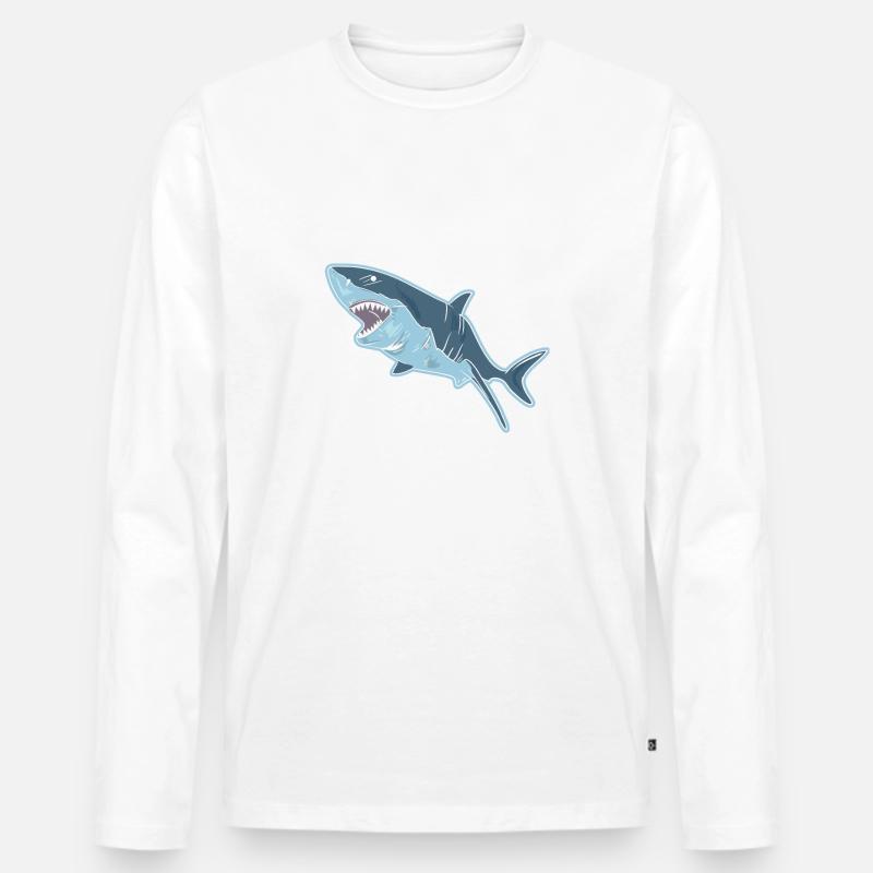 Shark Haifisch - Männer Premium Bio Langarmshirt - Weiß