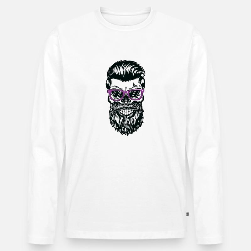 Cooler Bart Schädel - Männer Premium Bio Langarmshirt - Weiß