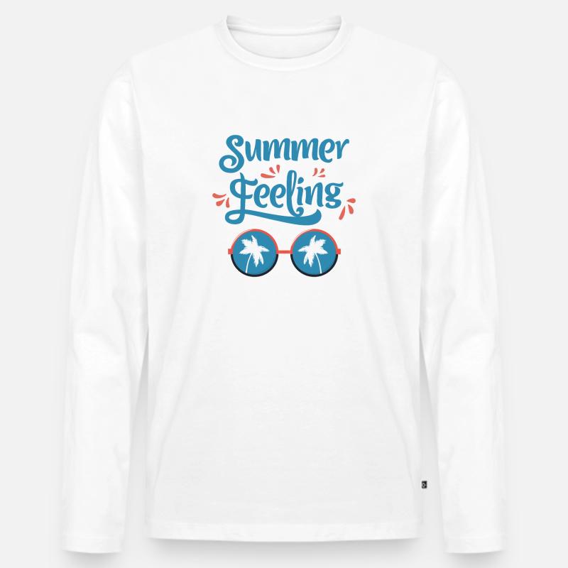 Sommer Gefühle, Sonnenbrille - Männer Premium Bio Langarmshirt - Weiß