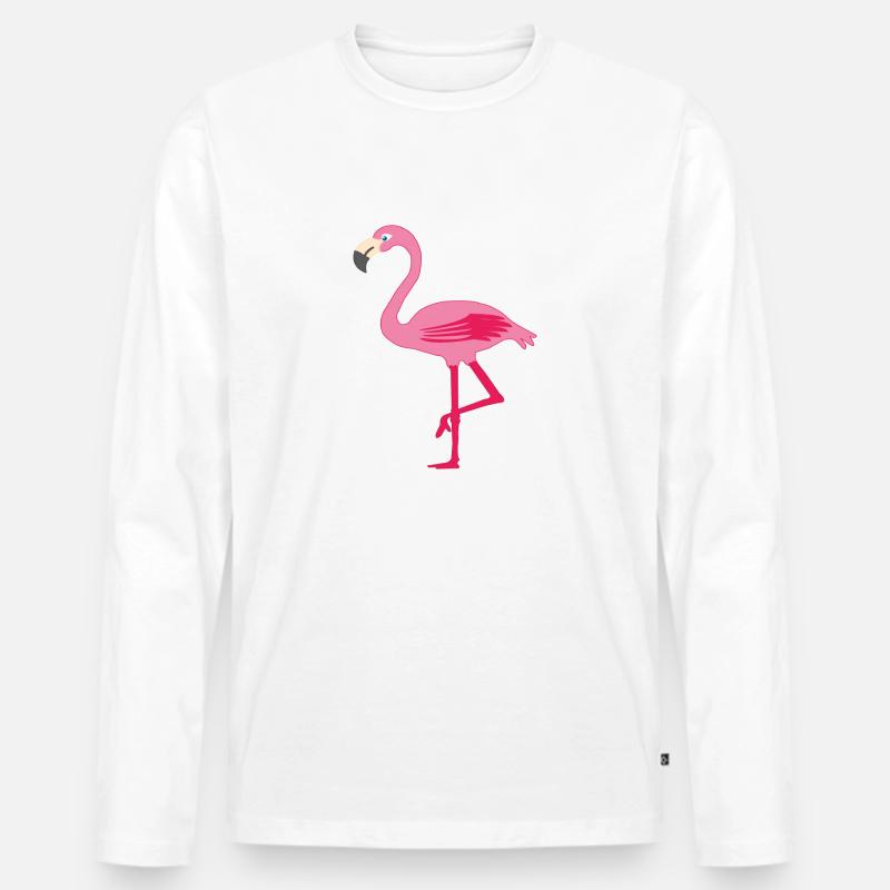 Flamingo pink - Männer Premium Bio Langarmshirt - Weiß