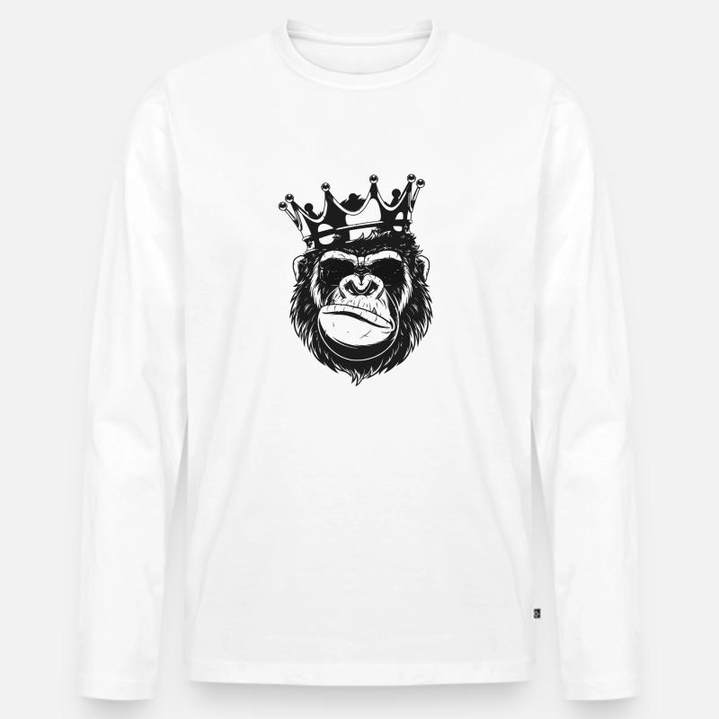 MONKEY KING - Männer Premium Bio Langarmshirt - Weiß