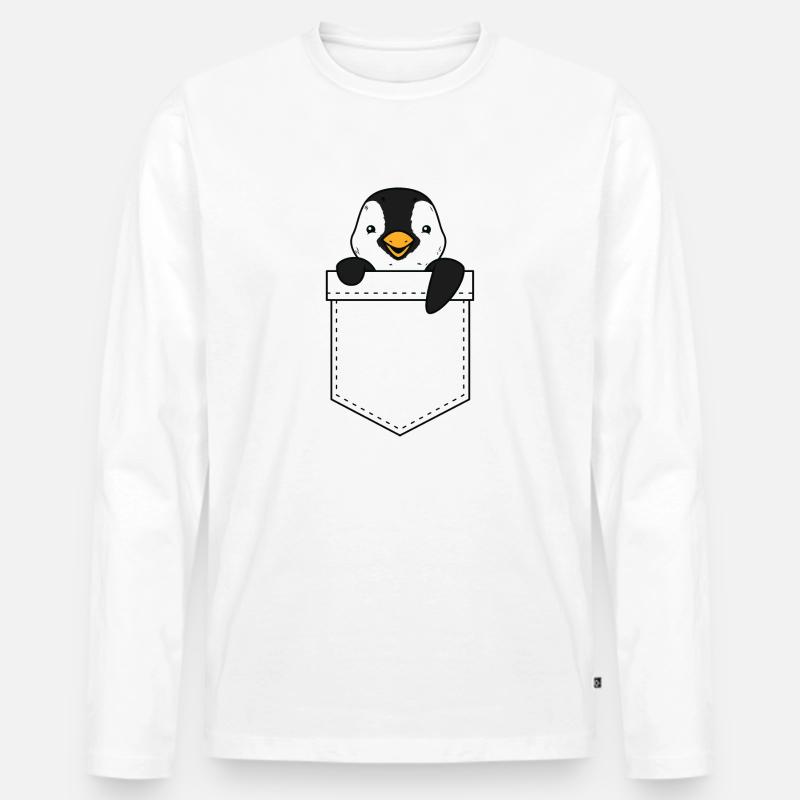 Penguin Pinguin Tasche - Männer Premium Bio Langarmshirt - Weiß