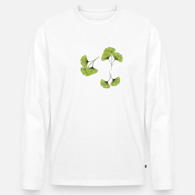 Gingko - Männer Premium Bio Langarmshirt - Weiß