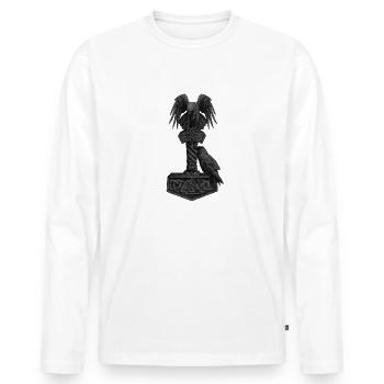 Le marteau de Mjölnir Thor et les corbeaux d'Odin Hugin Munin - T-shirt manches longues Premium bio Homme - blanc - Devant - Nico (187cm)