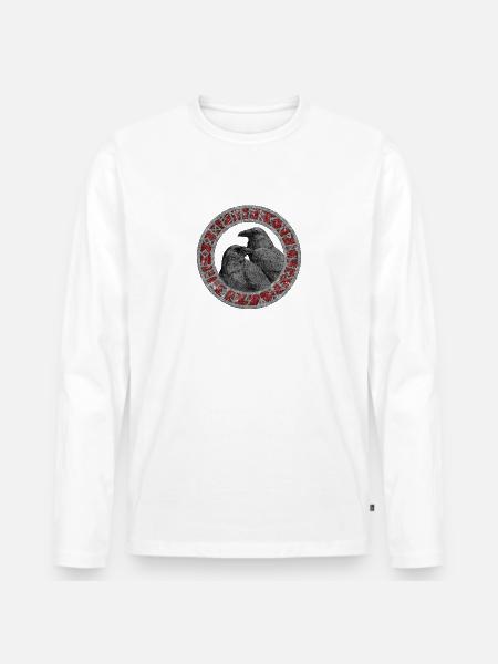 Vegvisir Runen Und Odins Raben Hugin Und Munin - Männer Premium Bio Langarmshirt - Weiß