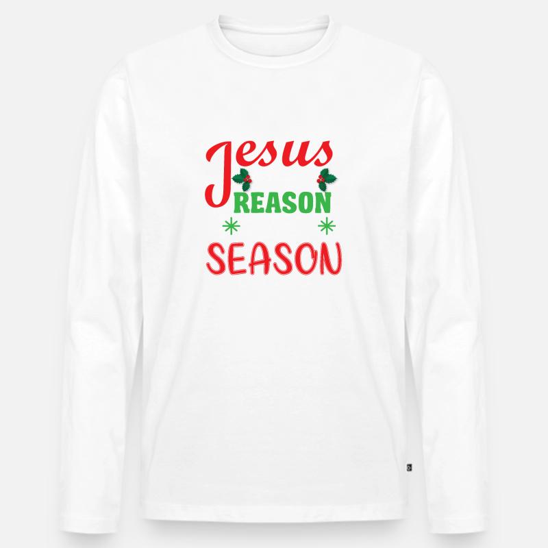 Jesus is the reason - Männer Premium Bio Langarmshirt - Weiß