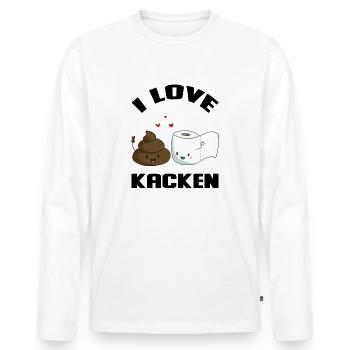 Kawaii "I Love Kacken Ich Liebe Kacken" Scheißen - Männer Premium Bio Langarmshirt - Weiß - Vorne - Nico (187cm)
