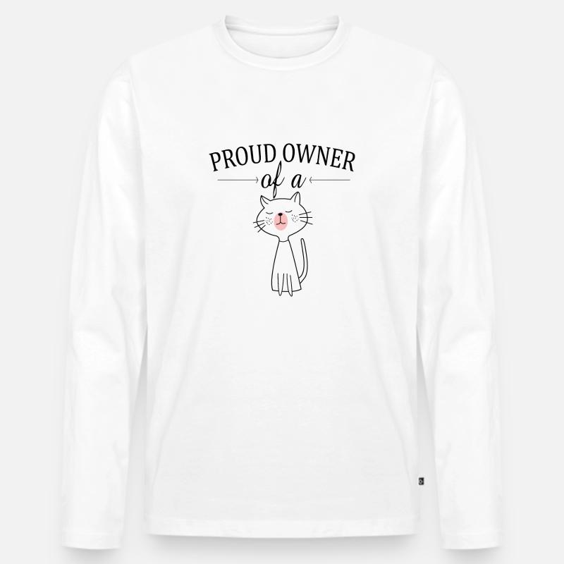 Stolzer besitzer einer Katze - Männer Premium Bio Langarmshirt - Weiß