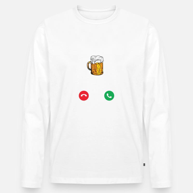 Beer is Calling - Männer Premium Bio Langarmshirt - Weiß