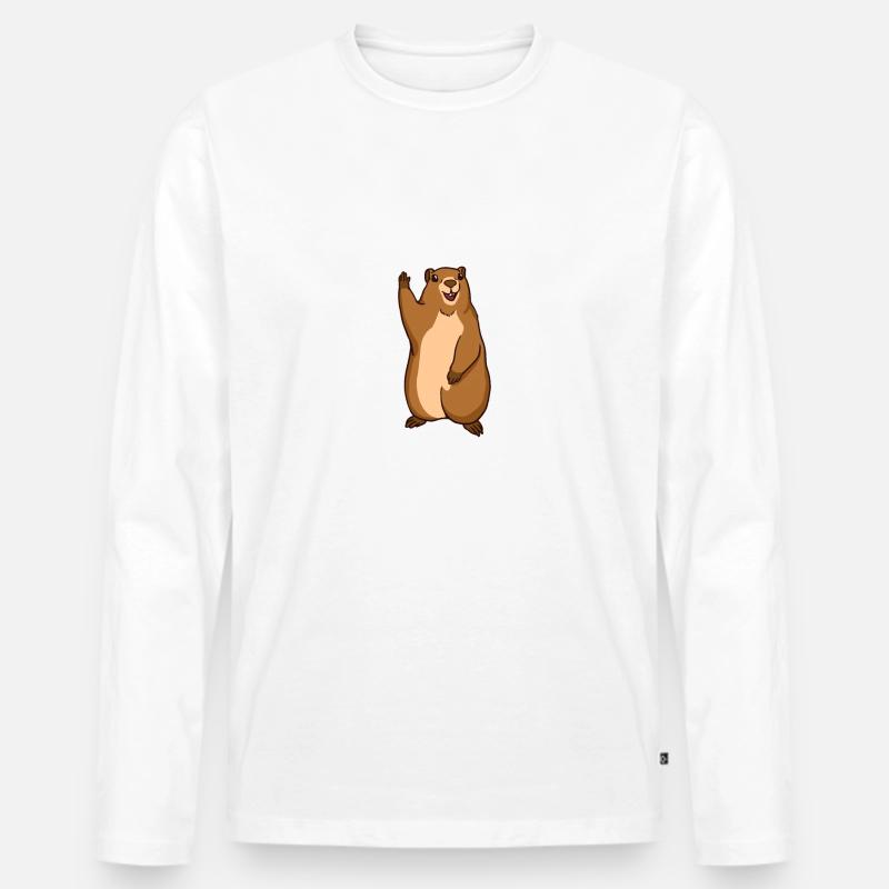 Marmot Murmeltier Geschenk - Männer Premium Bio Langarmshirt - Weiß