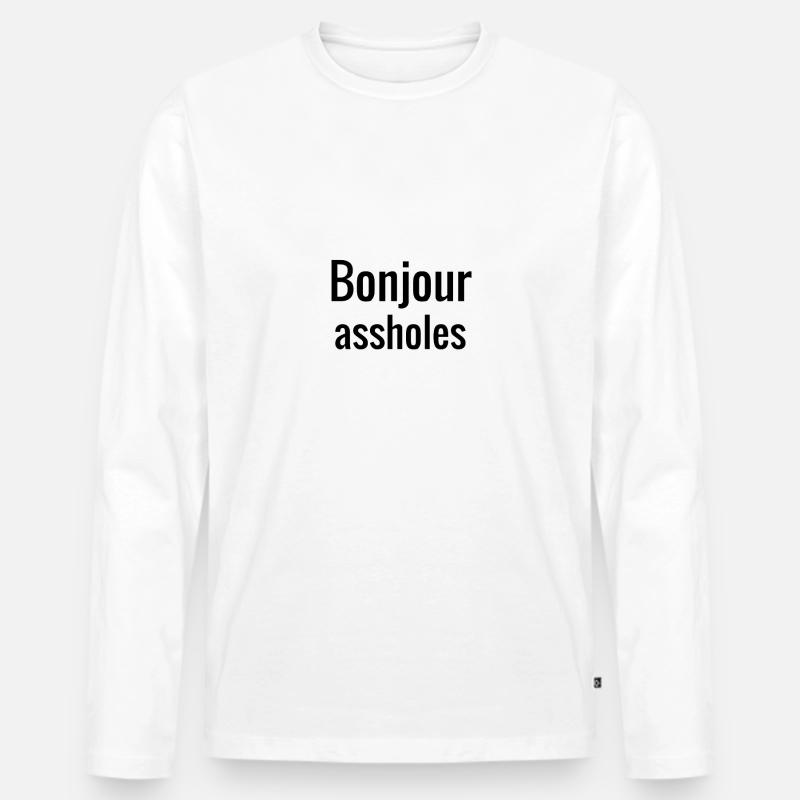 Hallo Arschlöcher - Männer Premium Bio Langarmshirt - Weiß