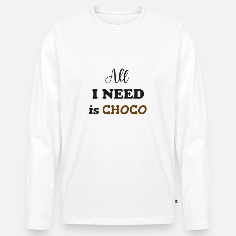 All i need is choco - Männer Premium Bio Langarmshirt - Weiß