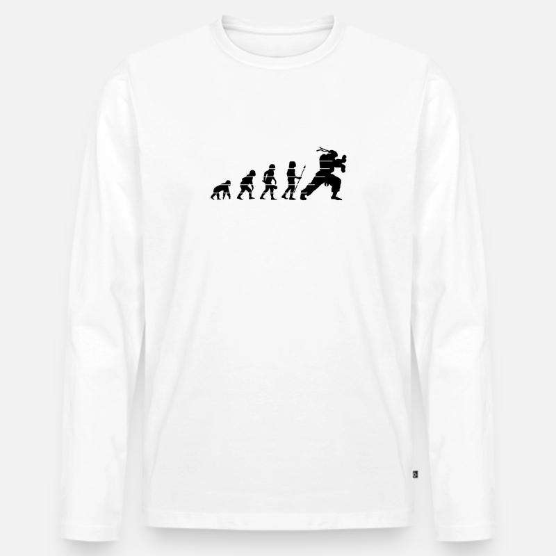 menschliche Evolution oder Hadouk - Männer Premium Bio Langarmshirt - Weiß