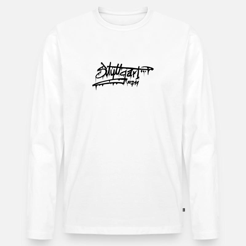 Stuttgart 0711 Graffiti - Männer Premium Bio Langarmshirt - Weiß